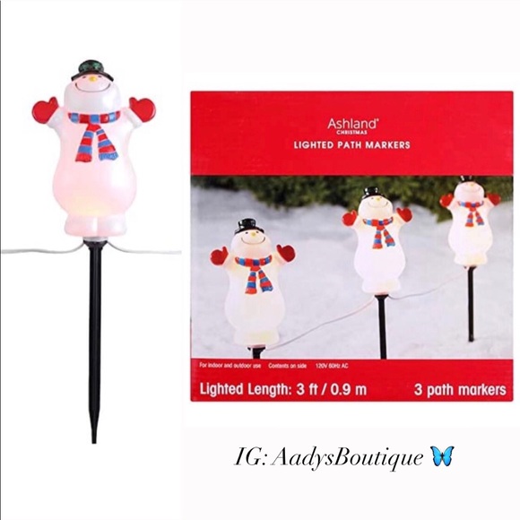 Ashland Holiday Christmas Lighted Path Markers 3snowmen 3 Feet New